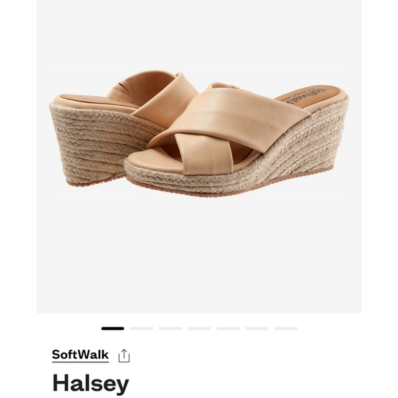 SoftWalk Shoes - New Softwalk Beige Leather Espadrille Wedge Sandals Size 8